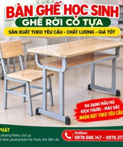 Công ty cung cấp bàn ghế học sinh ghế rời có tựa bằng gỗ MDF tại Gia Lai
