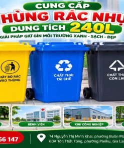 Đơn vị cung cấp thùng rác công nghiệp 240L uy tín Gia Lai