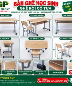 Mẫu bàn ghế học sinh tiểu học bằng gỗ MDF ghế rời có tựa tại Gia Lai