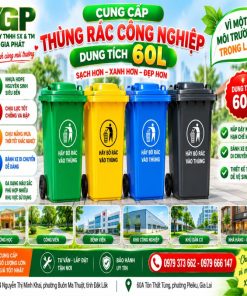 Thùng rác công nghiệp 60L giá rẻ ở Gia Lai
